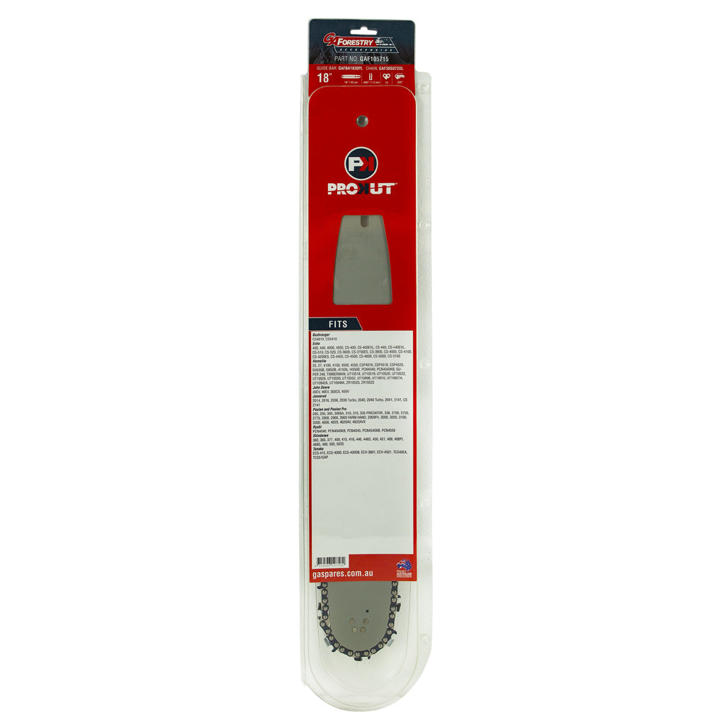 PROKUT/GA/OREGON/Echo/Homelite/John Deere/Jonsered/Poulan/Ryobi/Shindaiwa/Tanaka CS-400/CS-440/CS-510/CS-520/CS-3600 Prokut Bar & Chain Combo 18" #30S Ba CS-400, CS-440
