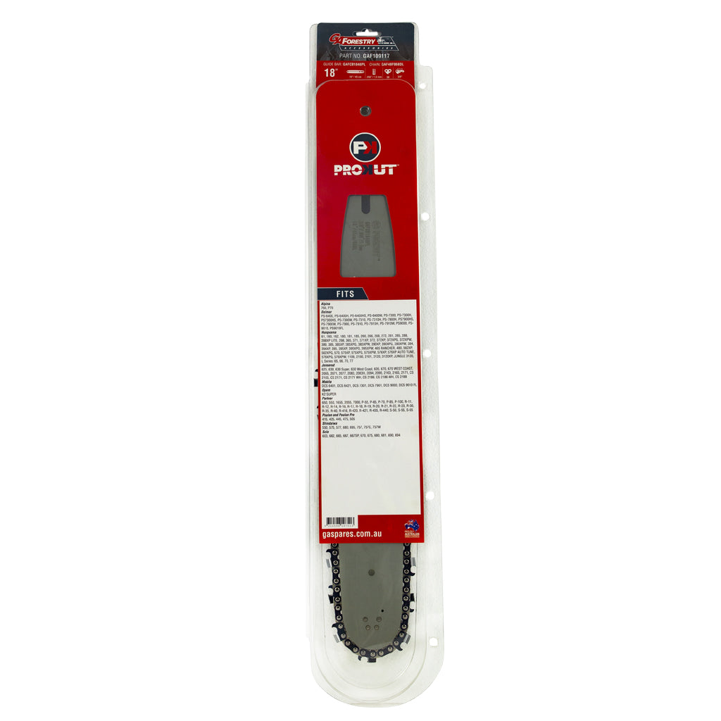 PROKUT/GA/Husqvarna/OREGON/Alpina/Dolmar/Jonsered/Makita/Partner/Poulan/Shindaiwa PS-6400/PS-7300/PS-7310/PS-7900/PS-7910 Prokut Bar & Chain Combo 18" #48F Cb PS-6400, PS-7300