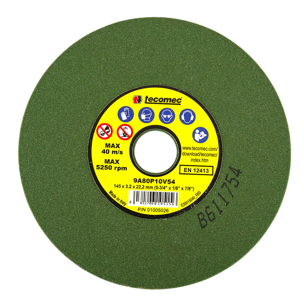 GA/PROKUT/Tecomec/OREGON GAF32669/V54/GAF420/GAF520/GAF620 Grinding Wheel Green 80 Grit 145 X 22.2 X 3.2 106540, 32653
