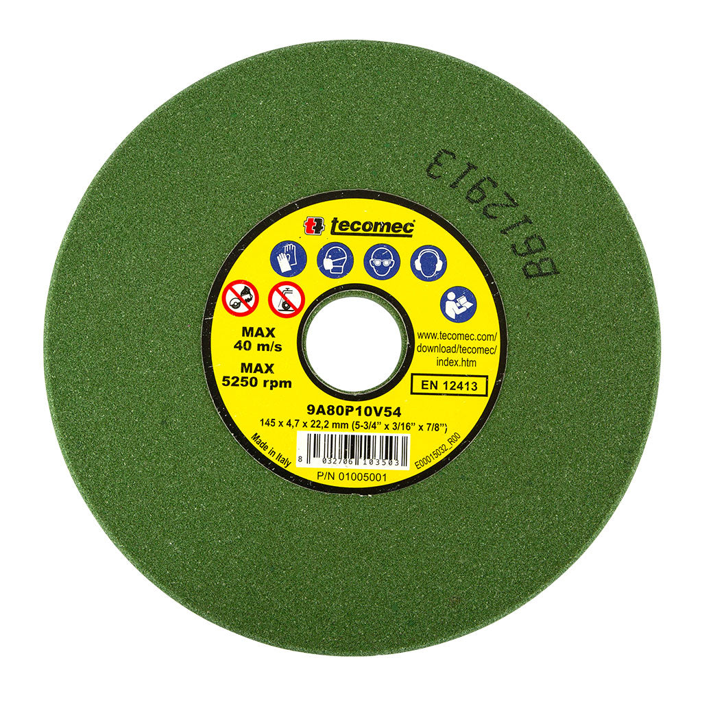 GA/PROKUT/Tecomec/OREGON GAF32670/V54/GAF420/GAF520/GAF620 Grinding Wheel Green 80 Grit 145 X 22.2 X 4.7 106540, 32653