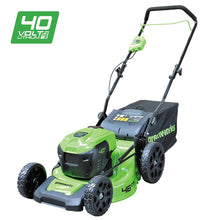 Load image into Gallery viewer, PowerMowers provides professional lawn &amp; garden products that prioritises cutting-edge performance &amp; user-safety. Greenworks 40V 46cm Lawn Mower Skin 2510107AU