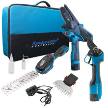 Load image into Gallery viewer, PowerMowers provides professional lawn &amp; garden products that prioritises cutting-edge performance &amp; user-safety. Archer Battery Mini Chainsaw/Pruning Shears/Hedge Shears Kit A4758