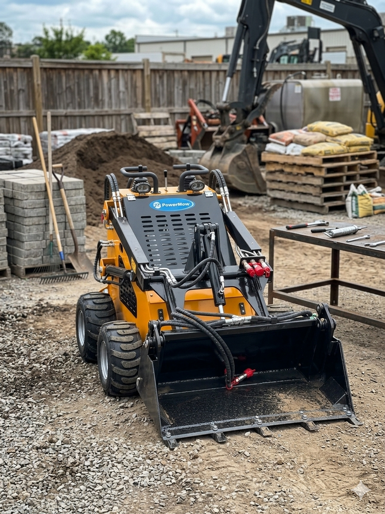 PowerMow DuraDrive Series 400W Wheeled Compact Utility Mini Skid Loader