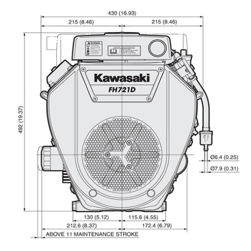 Kawasaki 21.4hp FH721D-KS01-S Commercial V-Twin Horizontal Shaft (1-1/8") Universal \Petrol Engine ENG6364