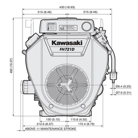 Kawasaki 21.4hp FH721D-KS01-S Commercial V-Twin Horizontal Shaft (1-1/8