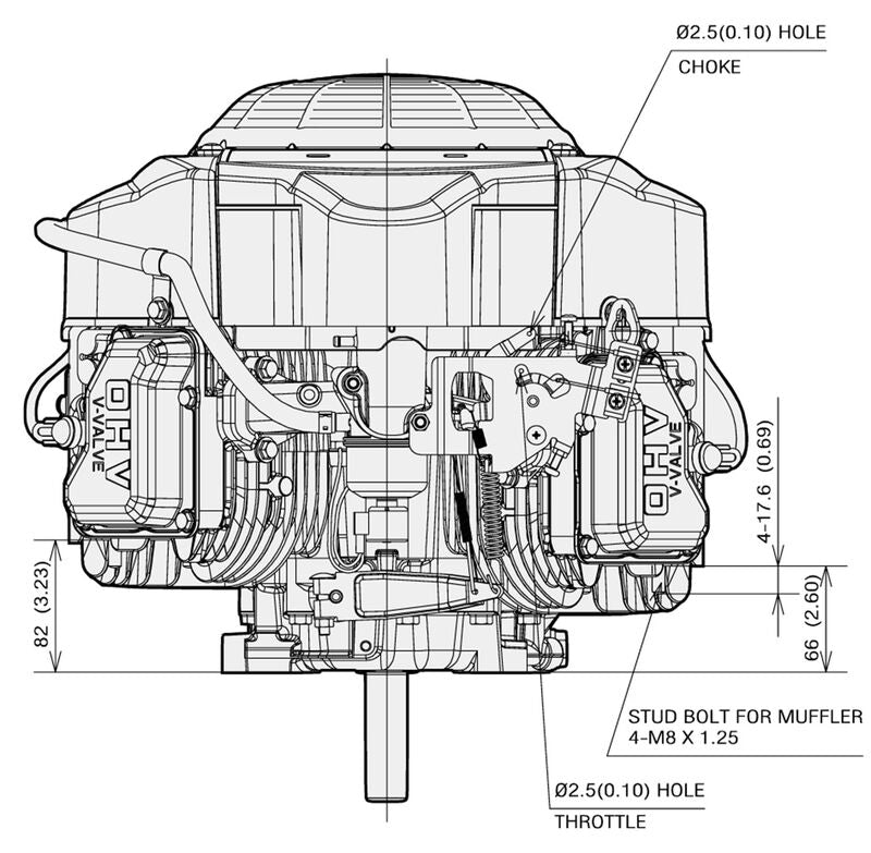 Kawasaki 18hp (603cc) FS600V-FS00-S V-Twin Vertical Shaft (1") Ride-On Petrol Engine ENG8048