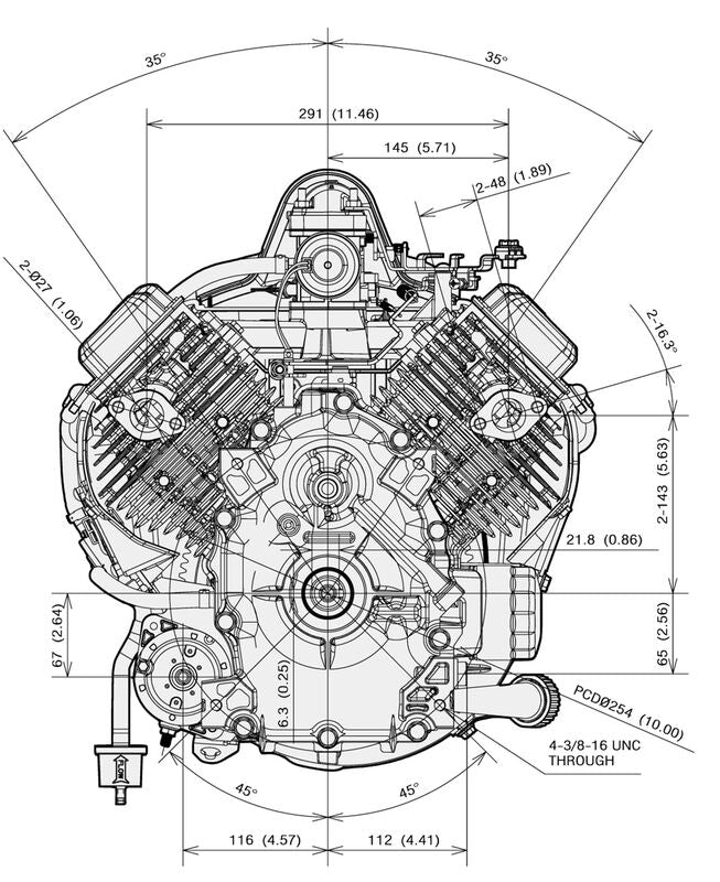 Kawasaki 18hp (603cc) FS600V-FS00-S V-Twin Vertical Shaft (1") Ride-On Petrol Engine ENG8048