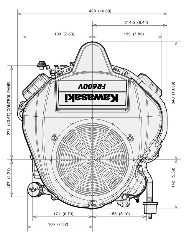 Kawasaki 18hp (603cc) FS600V-FS00-S V-Twin Vertical Shaft (1") Ride-On Petrol Engine ENG8048