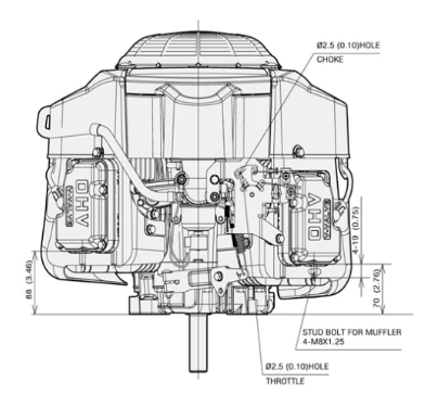 Kawasaki 24hp (726cc) FR730V-S00-S V-Twin Vertical Shaft (1") Ride-on Petrol Engine ENG8056