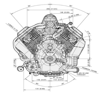 Kawasaki 24hp (726cc) FR730V-S00-S V-Twin Vertical Shaft (1") Ride-on Petrol Engine ENG8056