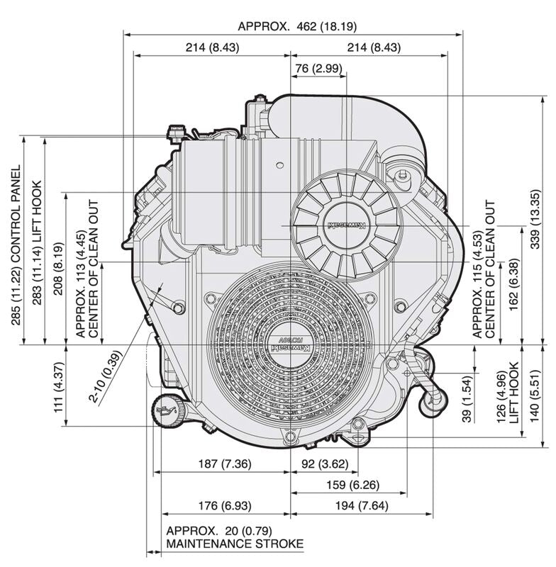 Kawasaki 23.5hp (726cc) FX730V-FS12-S Commercial Vertical Shaft (1") w/ Heavy-Duty Air Filter Ride-on ZTR Petrol Engine ENG7605