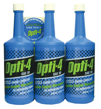 Load image into Gallery viewer, PowerMowers provides professional lawn &amp; garden products that prioritises cutting-edge performance &amp; user-safety. Opti-4 600ml Bottle SAE30 set of 3