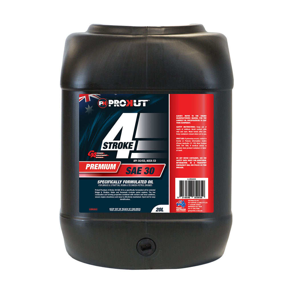 PowerMowers provides professional lawn & garden products that prioritises cutting-edge performance & user-safety. GA/PROKUT 4-Stroke Engine Oil SAE30 20L LUB6003
