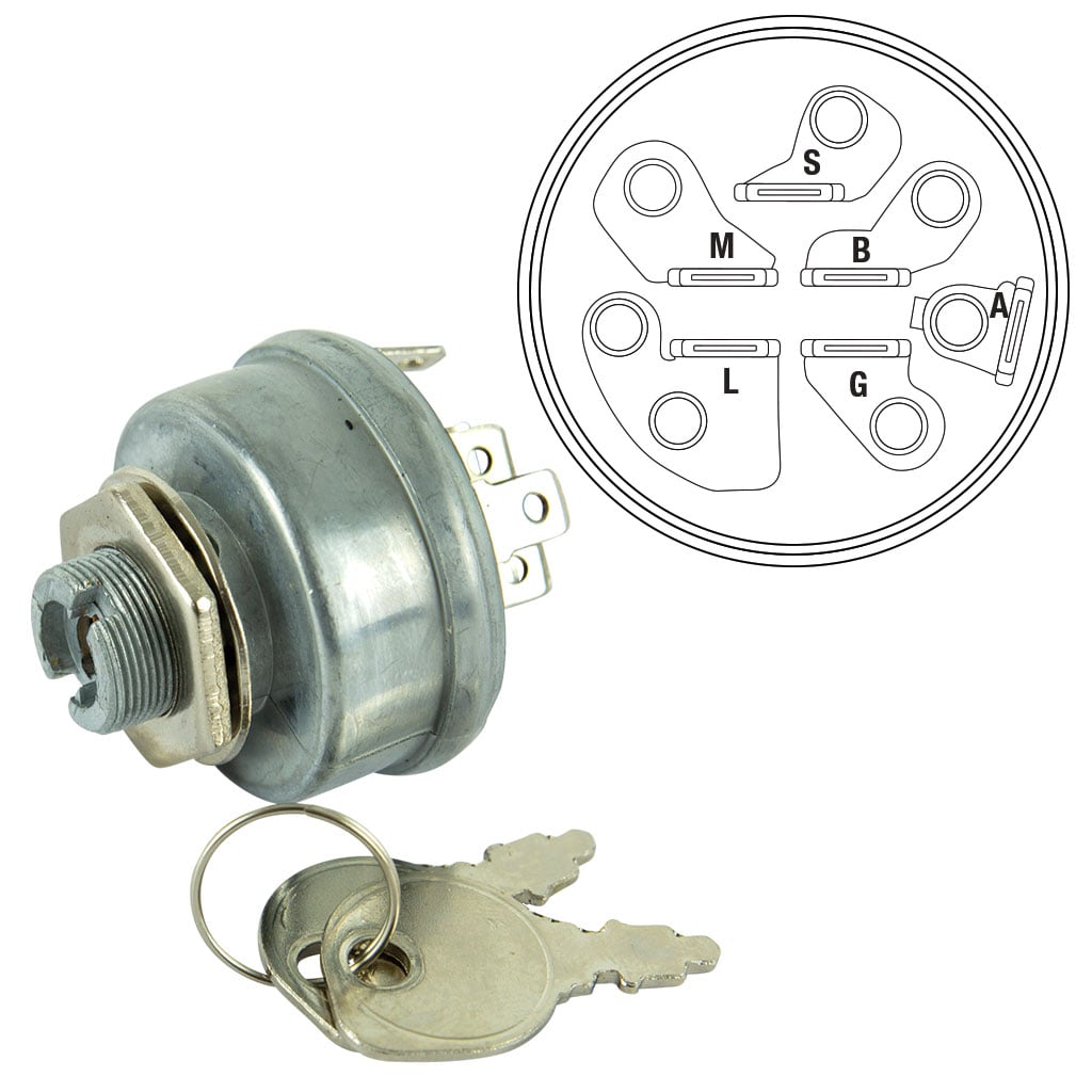 MTD/Briggs & Stratton/GA SWT6161/SWT1036 Ignition Switch 6 Terminals SWT6161, SWT1036