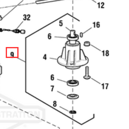 Victa Genuine VRX17538/VRX17542 Ride On Spindle Assembly RD18250A