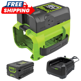 GREENWORKS 60V Pro 300W Power Inverter 4.0Ah Battery & Charger Kit 2938607AU-Kit-4