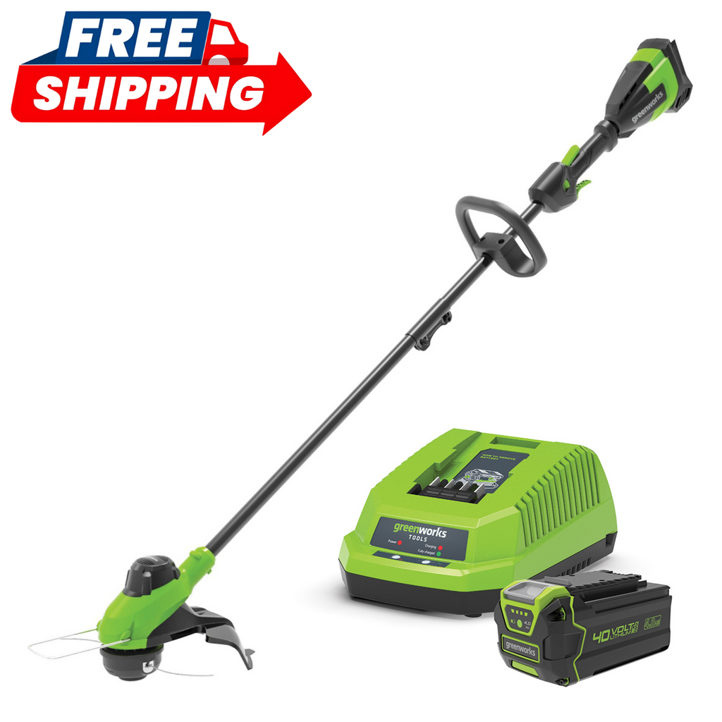 GREENWORKS 40V String Trimmer 33cm/13" 4.0Ah Battery & Charger Kit 2111107AU