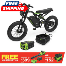 Load image into Gallery viewer, GREENWORKS 60V Venture Series 20&quot; All Terrain Fat Tyre E-Bike 8.0Ah Battery &amp; Fast Charger Kit 7404007AU-Kit- FREE REDEMPTION KIT