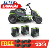 GREENWORKS 60V Pro Electric Ride-on Lawnmower with 8.0Ah Battery & Dual Rapid Charger Kit - 42