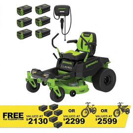 GREENWORKS 60V GEN1.5 Pro Electric Zero Turn Mower with 8.0Ah Battery & Rapid Wall Charger Kit - 42