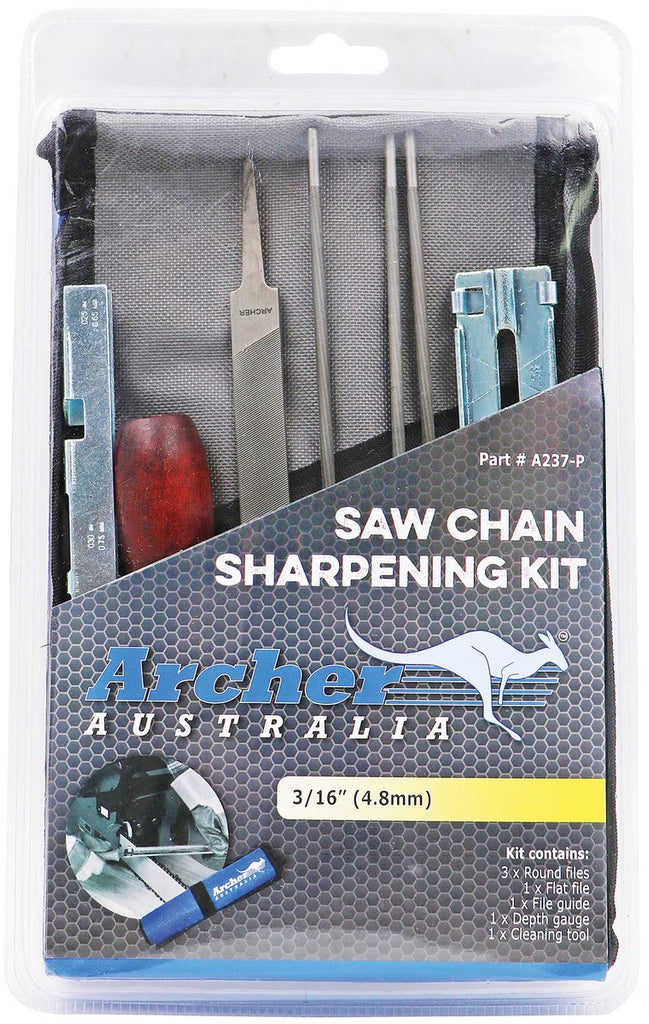 Archer Deluxe Pro Chainsaw Chain File & Guide 3/16" (4.8mm) Roll Up Pouch Kit A237-P