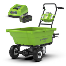 Load image into Gallery viewer, GREENWORKS 40V Brushless Self-Propelled Garden Cart Wheelbarrow 4.0Ah Battery &amp; Charger Kit - 100kg Capacity