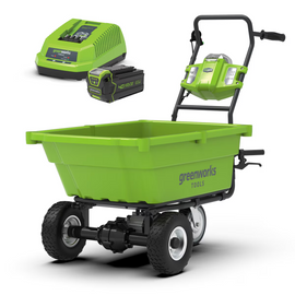 GREENWORKS 40V Brushless Self-Propelled Garden Cart Wheelbarrow 4.0Ah Battery & Charger Kit - 100kg Capacity 7401107AU