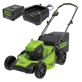 GREENWORKS 60V Pro Brushless Push Lawnmower 46cm (18”) 6.0Ah Battery & Charger Kit 2514507AU-Kit-6