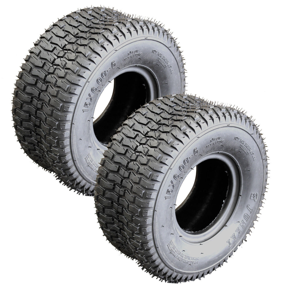 Commercial 15x6x6.00 Turf Saver Tubeless Tyre for Ride On Mowers Set of (2)