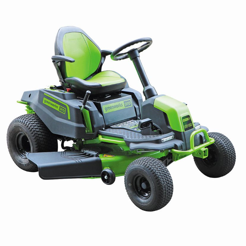 GREENWORKS 60V Pro Electric Ride-on Lawnmower with 8.0Ah Battery & Dual Rapid Charger Kit - 42" Cut