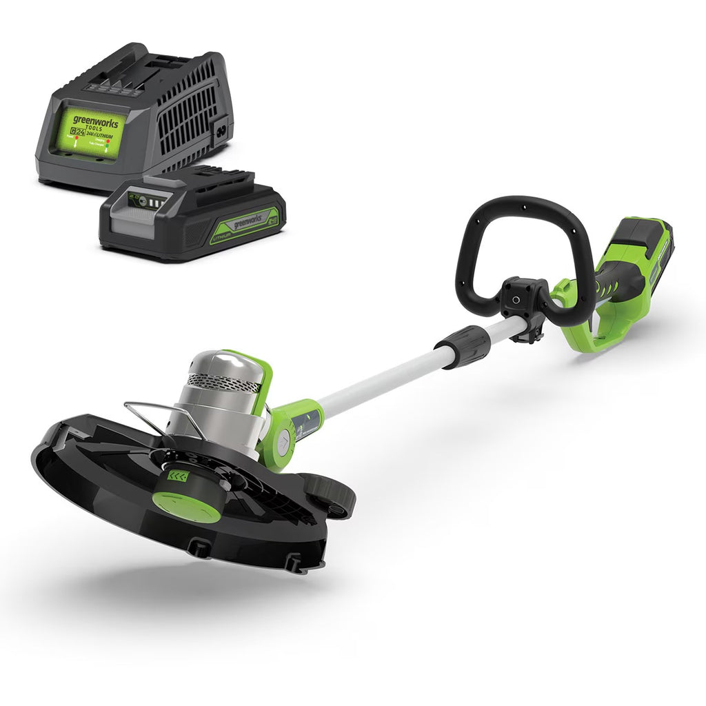 GREENWORKS 24V String Trimmer 12" 2.0Ah Battery & Charger Kit