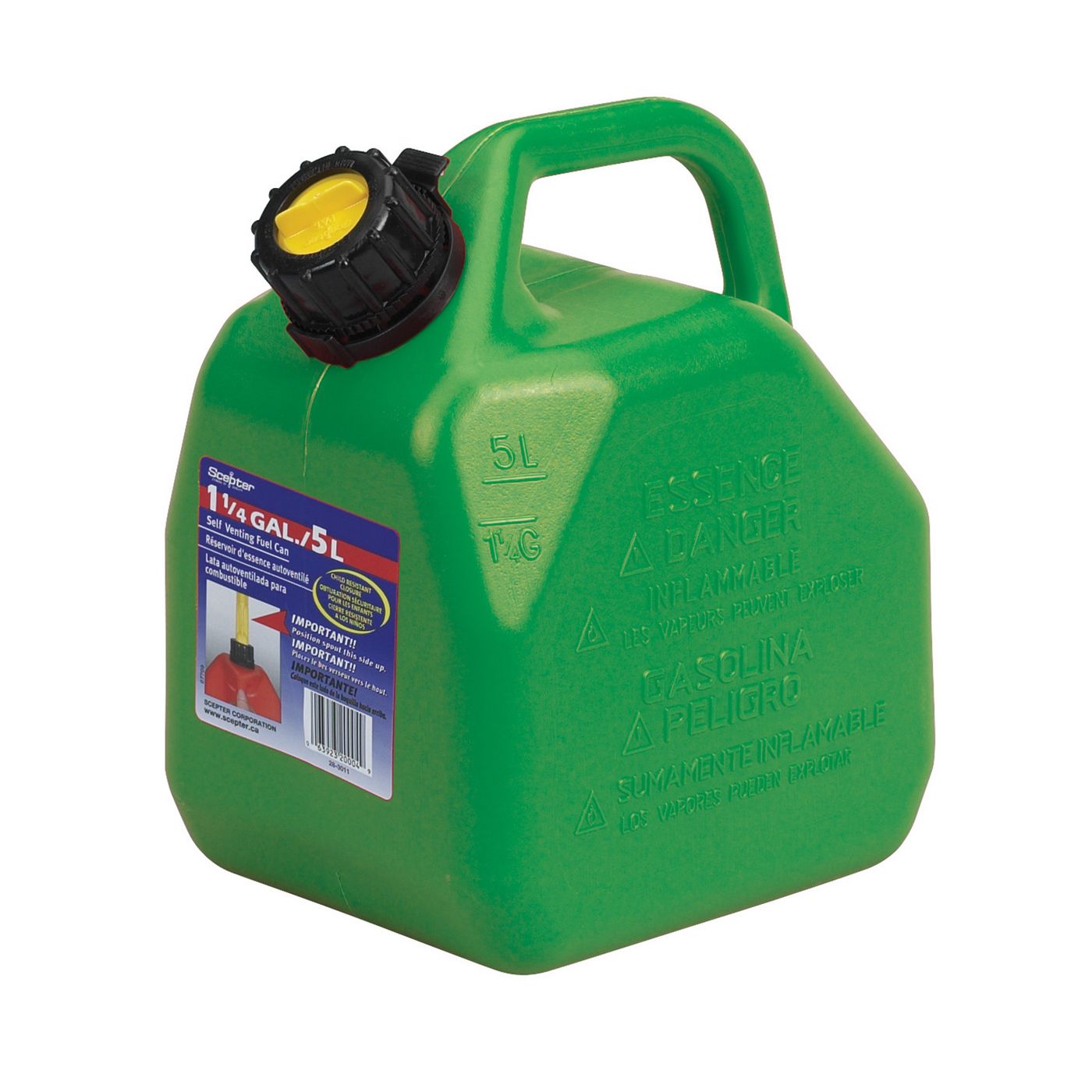 Scpeter 5L Green Plastic 2-Stroke Fuel Jerry Can