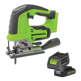 GREENWORKS 24V Cordless Jigsaw 2.0Ah Battery & Charger Skin 3601407AU-Kit-2