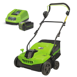 GREENWORKS 40V Brushless Lawn Dethatcher Scarifier 4.0Ah Battery & Charger Kit 2518007AU